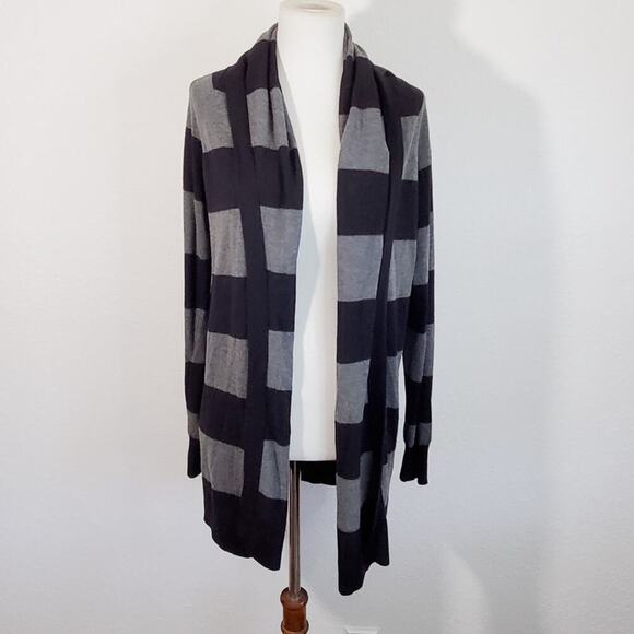 Joie Black & Gray Striped Open Front Cardigan Size Small - Picture 1 of 6